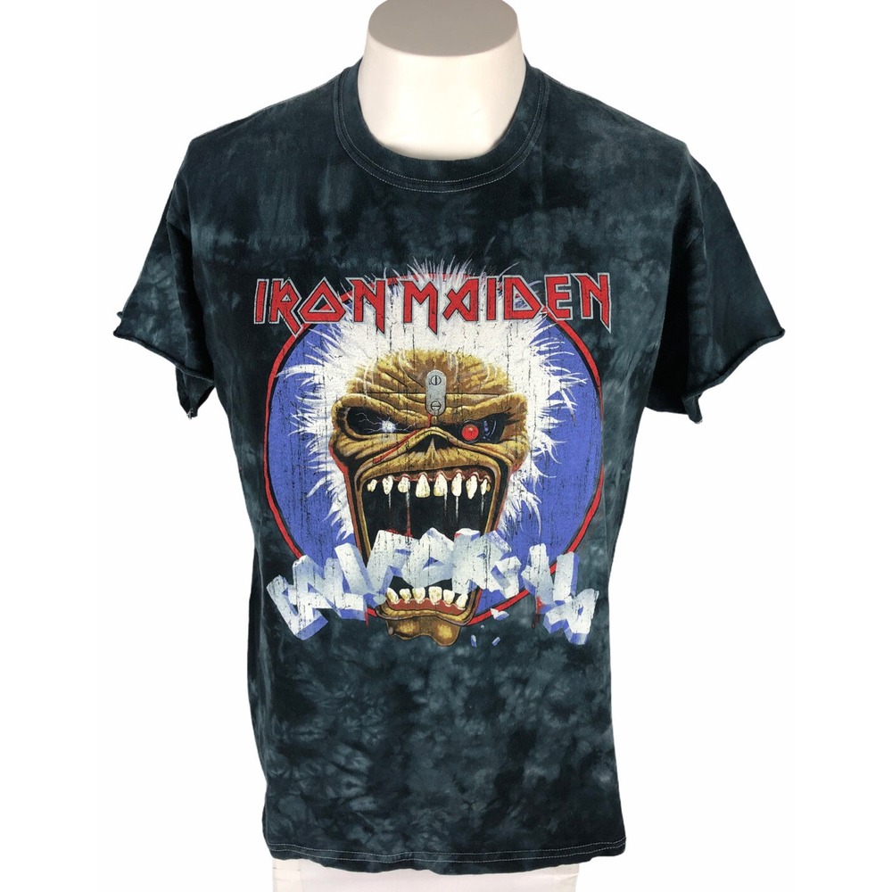 Iron Maiden California Mens Large Shirt Unhemmed Sleeves Dyed Retro